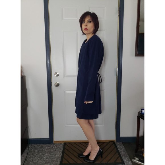 Vintage 90s Navy Blue Cocktail Dress - Picture 2 of 4